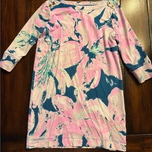Lilly Pulitzer Pink and Green/Teal Floral Girls Dress